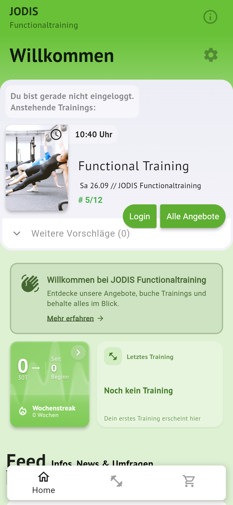 Home überblicken in JODIS Functionaltraining