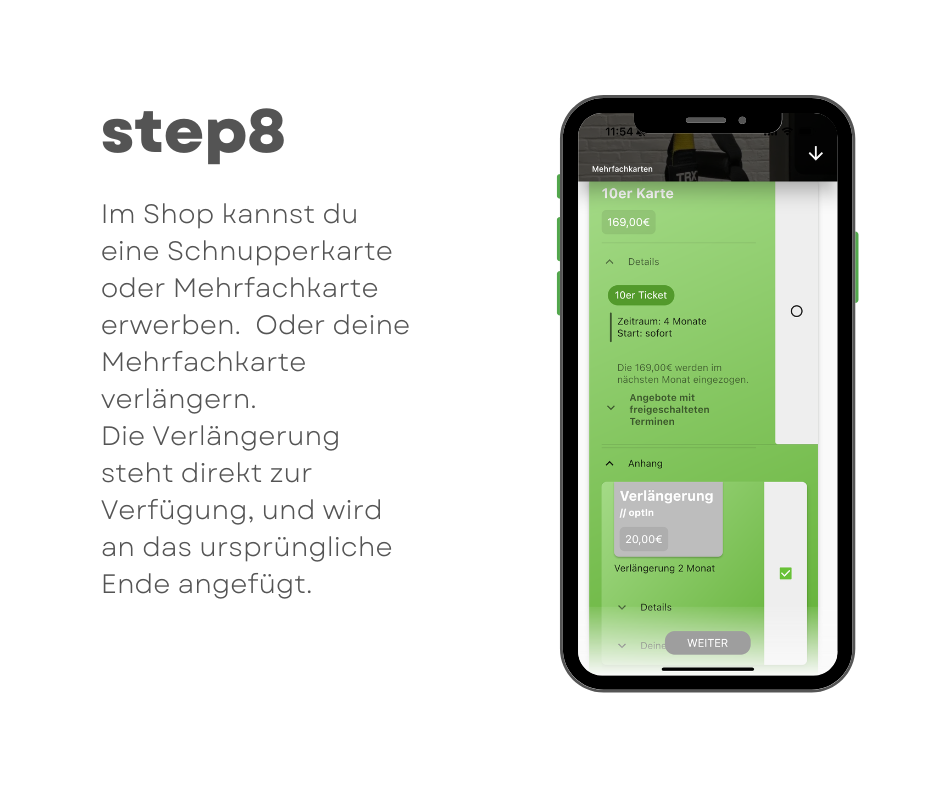 Schnupper- und Mehrfachkarten erwerben oder eine bestehende Karte verlängern.